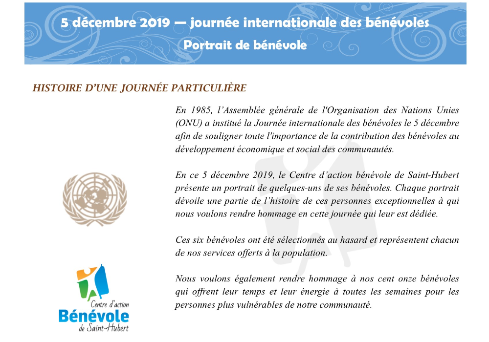 5 décembre, journée internationale des bénévoles