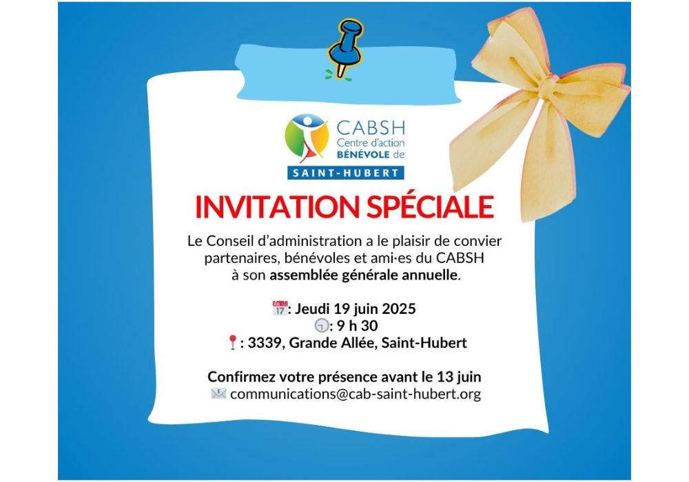 Invitation à l’Assemblée Générale Annuelle 2024-2025 du CABSH
